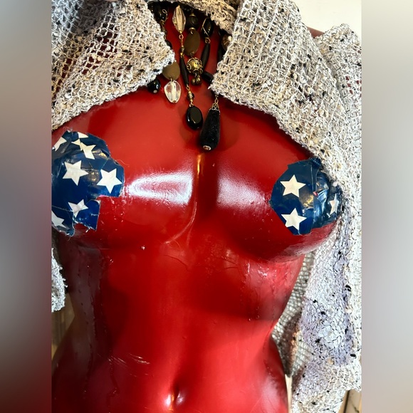 Lulu B Women's Size SMALL S- Cardigan Open Weave Net Mesh Gray Beachy Summer - Picture 2 of 10